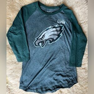 Philadelphia Eagles Majestic NFL Womens Hurts Super Bowl LVII 3/4 Sleeve Shirt